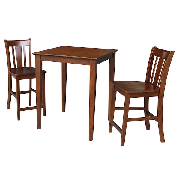 International Concepts Square 30x30 Counter Ht Dining Table, 2 Counter Ht Stools, Espresso, 30 W, 30 L, 36 in H, Wood K581-3030-S102-2 - main